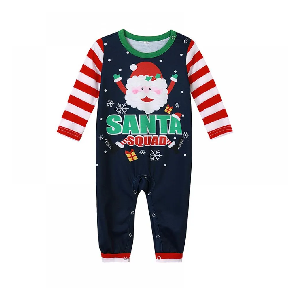Christmas Autumn and Winter Santa Cartoon Print Pajamas Parent-child Wear Wholesale