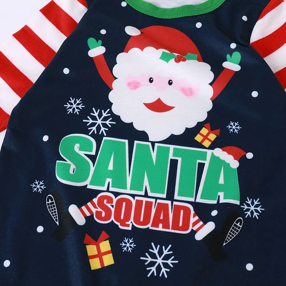 Christmas Autumn and Winter Santa Cartoon Print Pajamas Parent-child Wear Wholesale