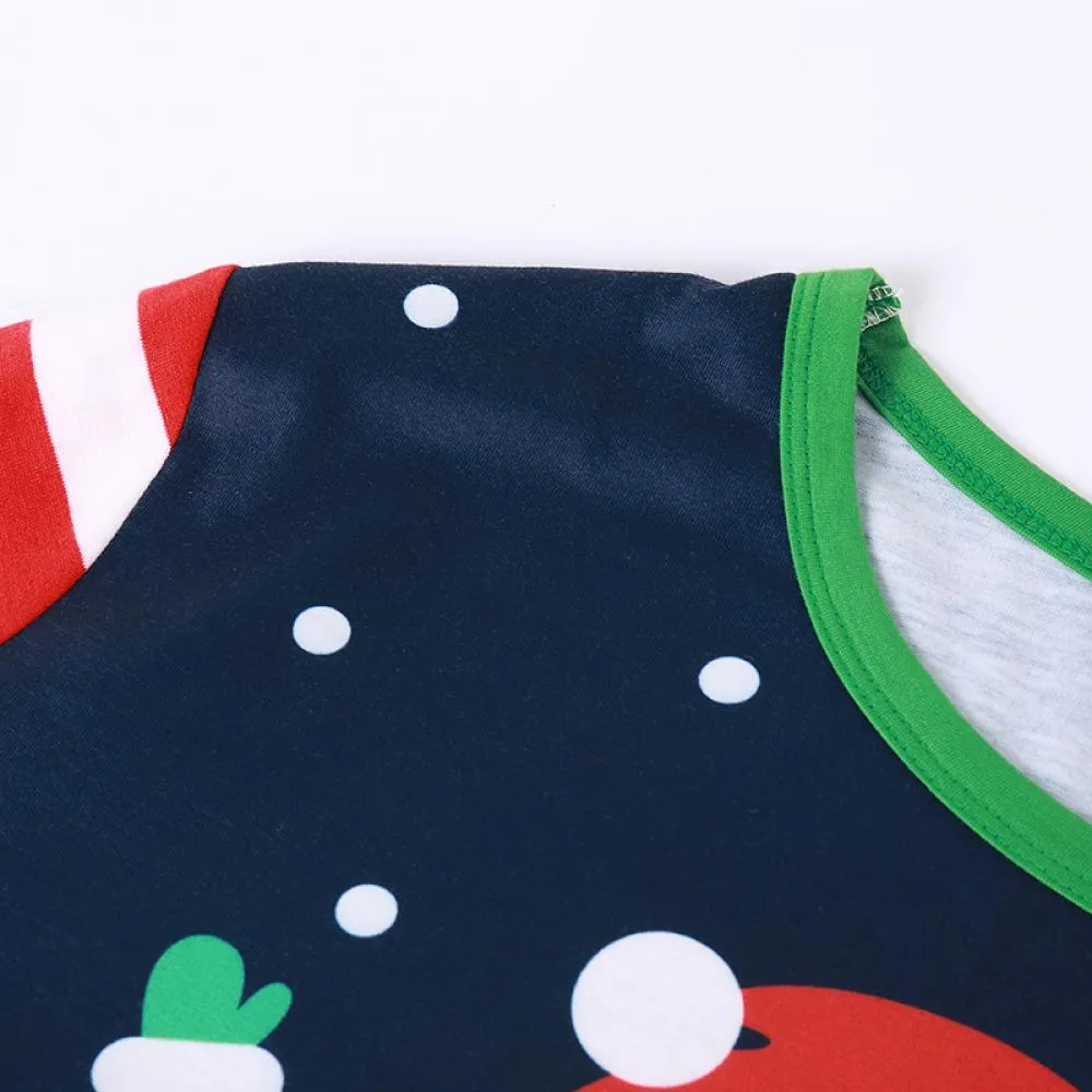 Christmas Autumn and Winter Santa Cartoon Print Pajamas Parent-child Wear Wholesale