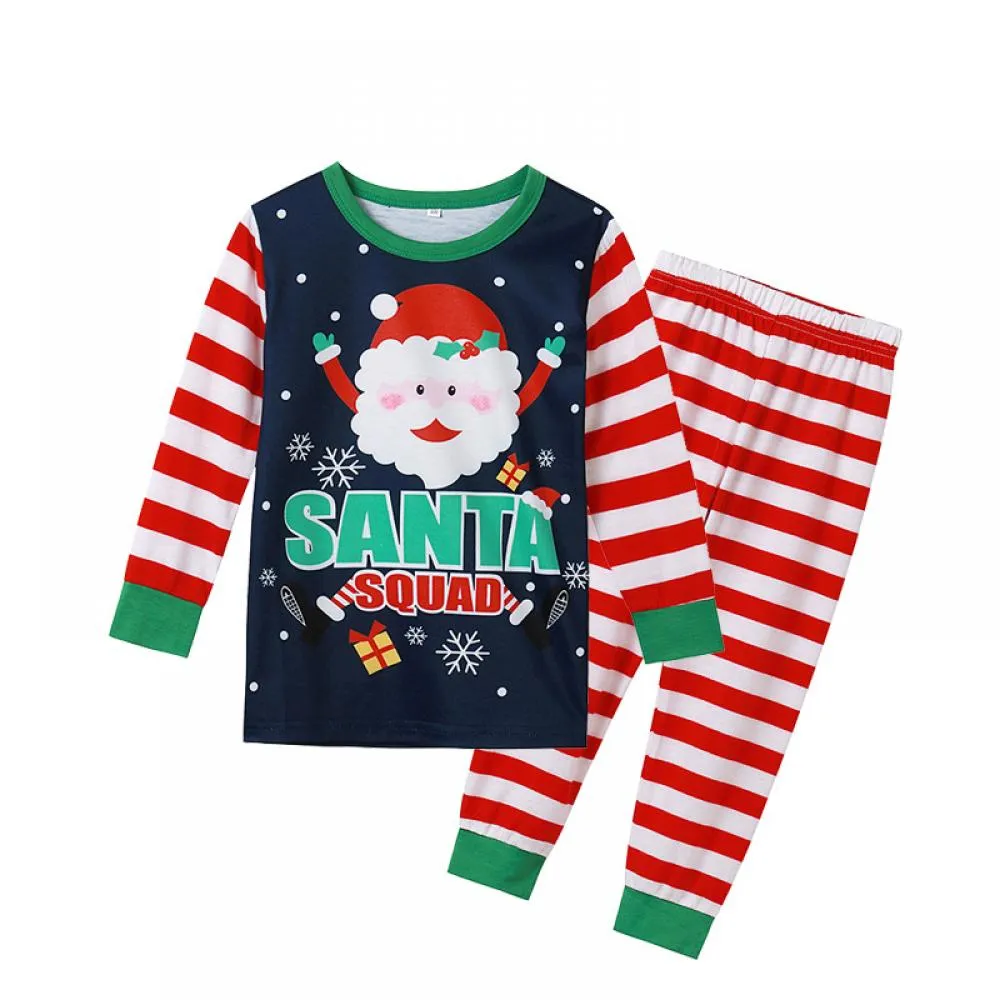 Christmas Autumn and Winter Santa Cartoon Print Pajamas Parent-child Wear Wholesale