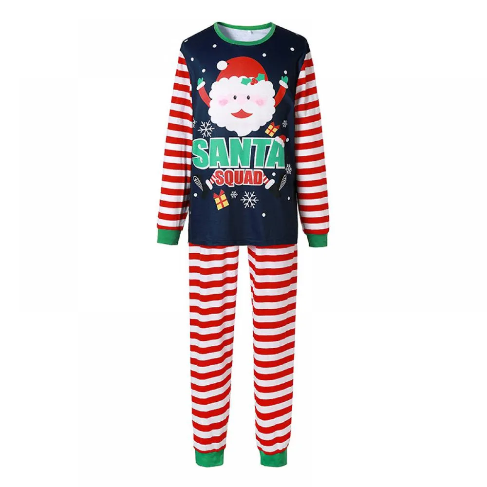 Christmas Autumn and Winter Santa Cartoon Print Pajamas Parent-child Wear Wholesale