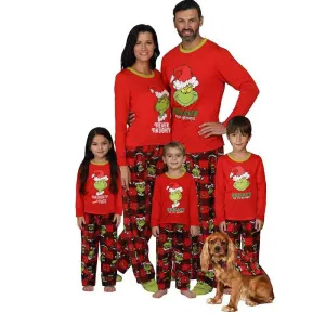 Christmas Pajamas Matching Family Pyjamas Autumn and Winter New Home Pajamas Set  Wish Printing Parent-Child Set