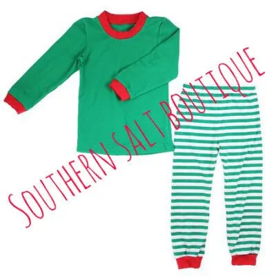 Christmas PJ's - Red or Green Stripe with name or monogram