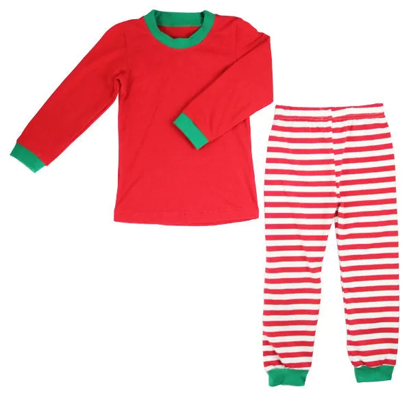 Christmas PJ's - Red or Green Stripe with name or monogram