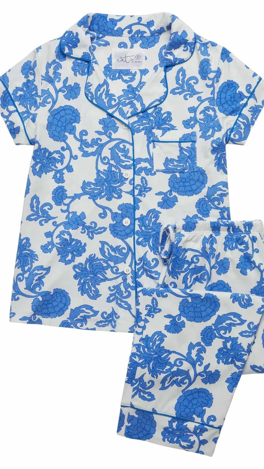 Chrysantheme Pima Knit Capri - Blue