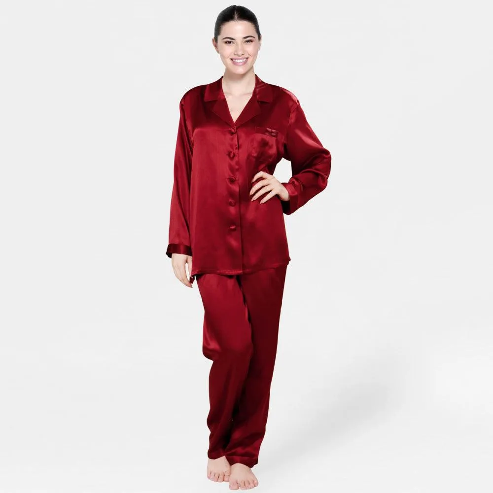 Classic 100% Mulberry  Luxury Nightwear Silk Pajamas Set for Women