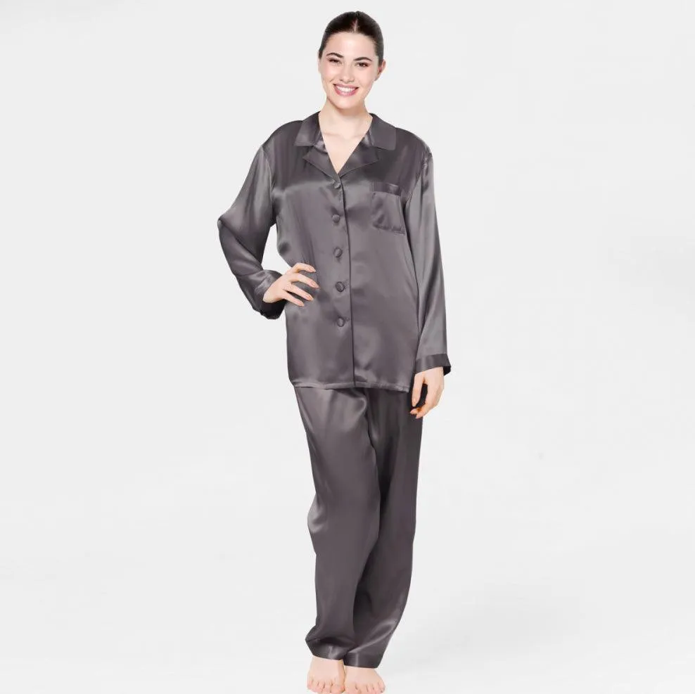 Classic 100% Mulberry  Luxury Nightwear Silk Pajamas Set for Women