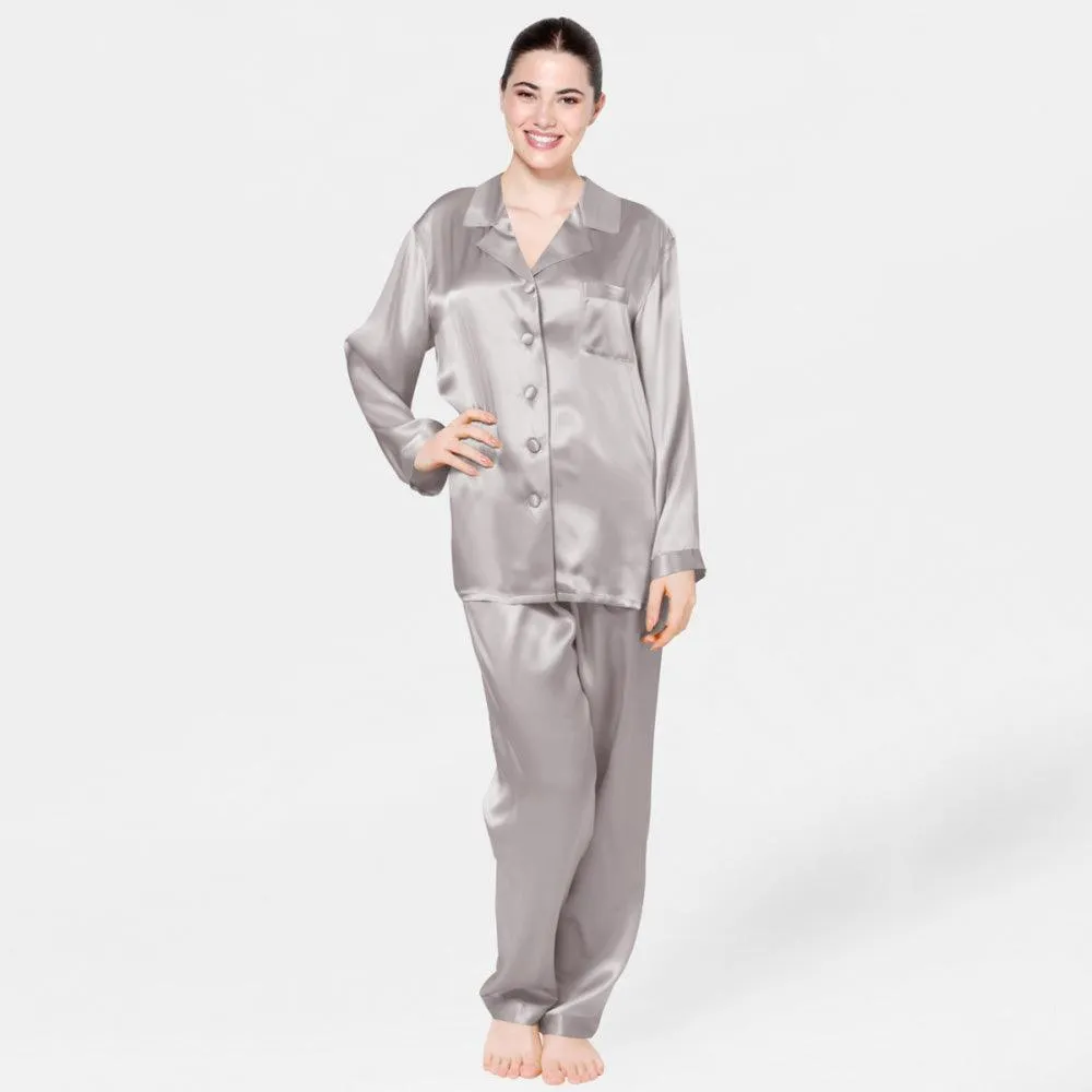 Classic 100% Mulberry  Luxury Nightwear Silk Pajamas Set for Women