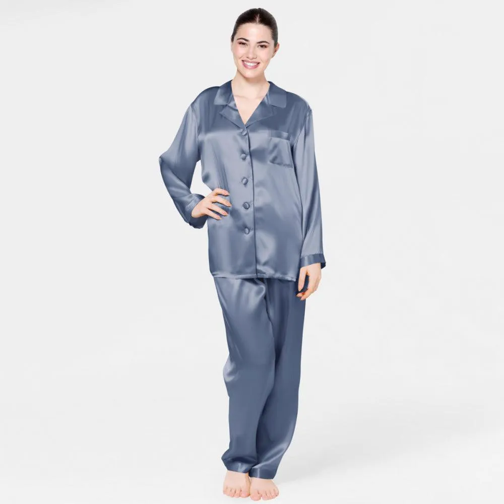 Classic 100% Mulberry  Luxury Nightwear Silk Pajamas Set for Women