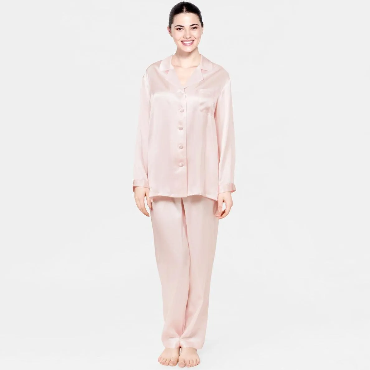 Classic 100% Mulberry  Luxury Nightwear Silk Pajamas Set for Women
