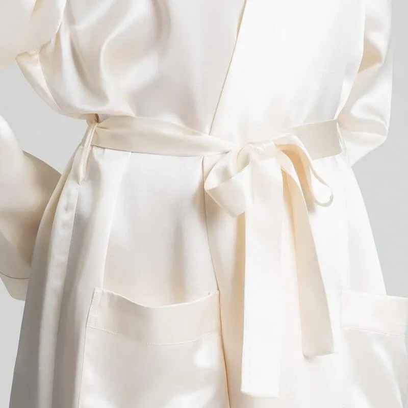 Classic Womens Full Length Silk  Robe 22 Momme Silk Bathrobe Silk Nightwear