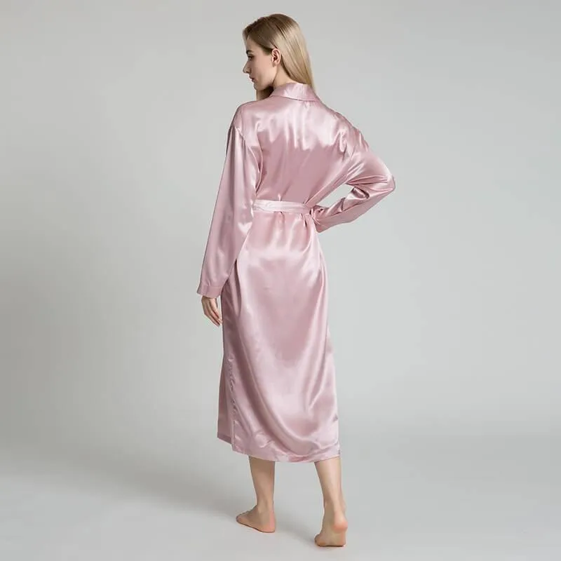 Classic Womens Full Length Silk  Robe 22 Momme Silk Bathrobe Silk Nightwear