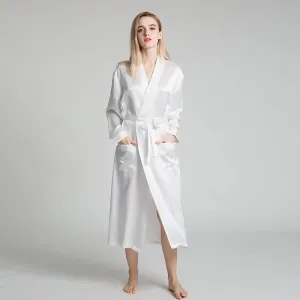Classic Womens Full Length Silk  Robe 22 Momme Silk Bathrobe Silk Nightwear