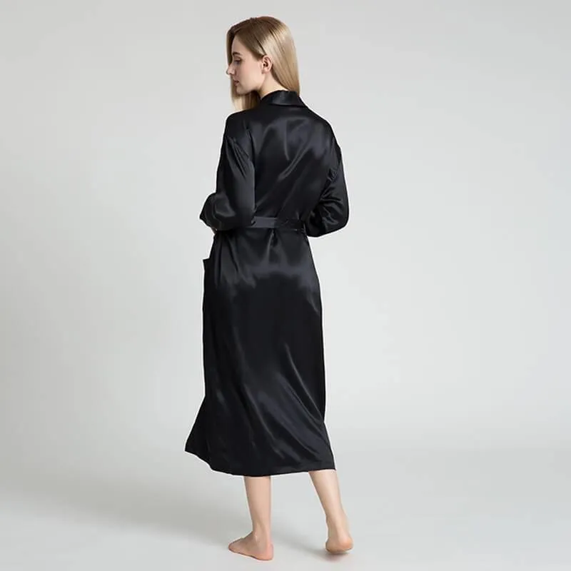 Classic Womens Full Length Silk  Robe 22 Momme Silk Bathrobe Silk Nightwear