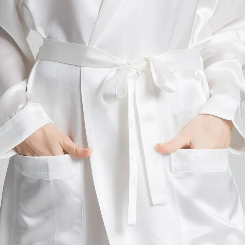 Classic Womens Full Length Silk  Robe 22 Momme Silk Bathrobe Silk Nightwear