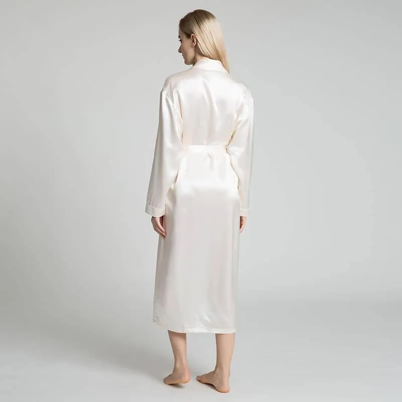 Classic Womens Full Length Silk  Robe 22 Momme Silk Bathrobe Silk Nightwear