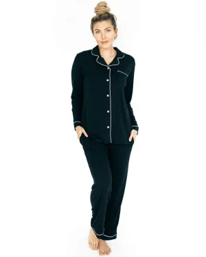 Clea Bamboo Long Sleeve Maternity & Nursing Pajama - Black