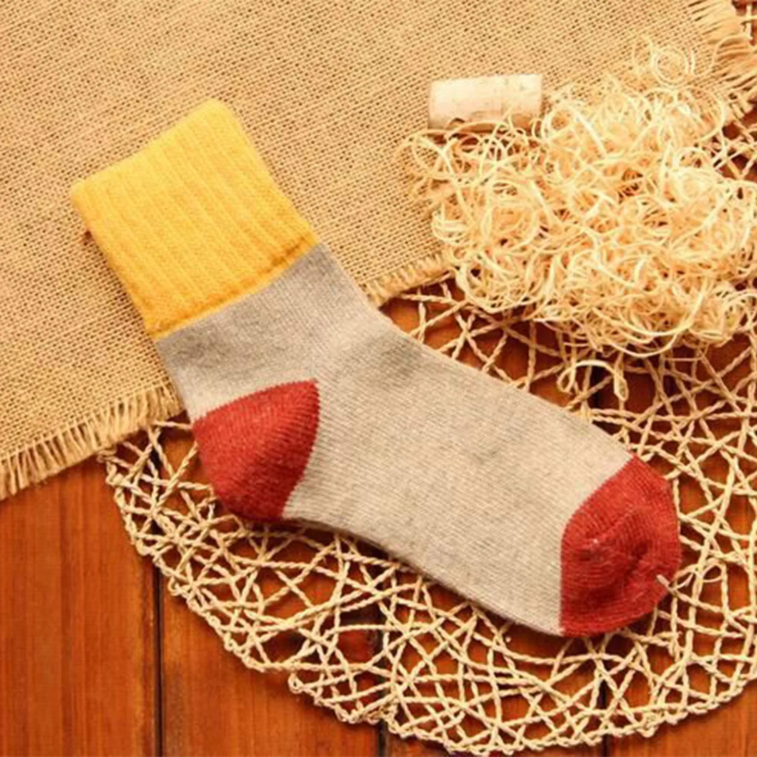 Color Stitching Thickened Warm Socks