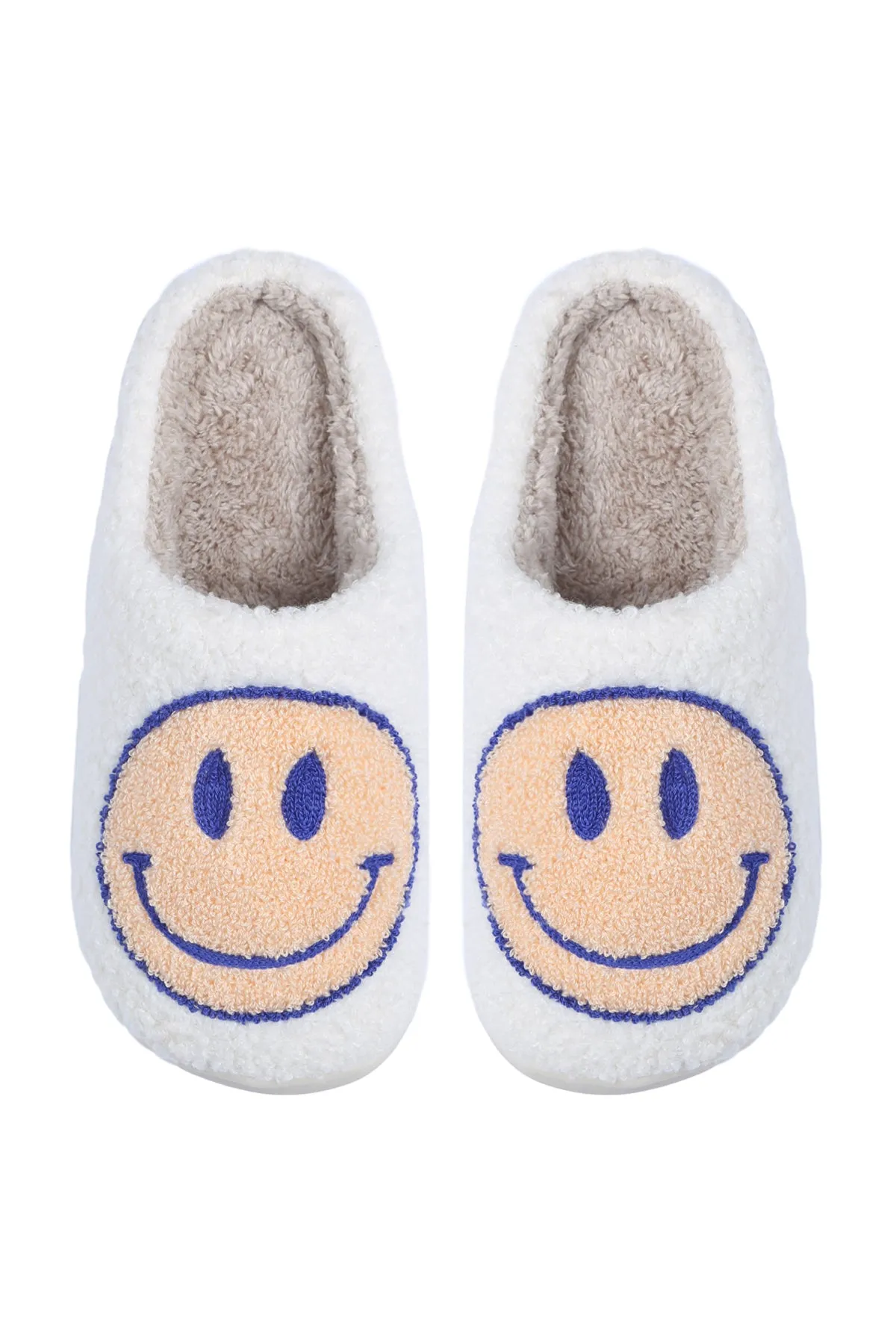COLORED SMILEY PRINT FLEECE SLIPPER/6PCS (S2-M2-L2)
