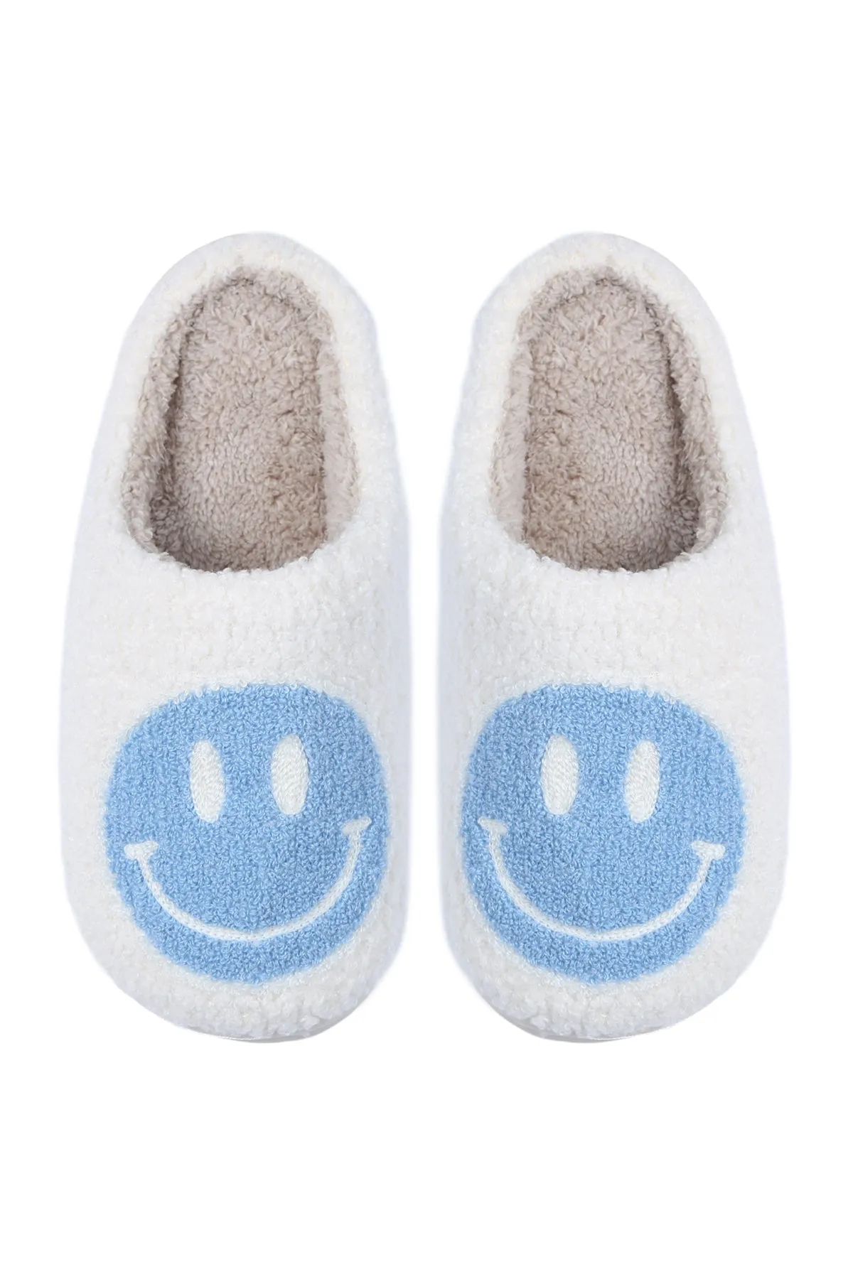 COLORED SMILEY PRINT FLEECE SLIPPER/6PCS (S2-M2-L2)