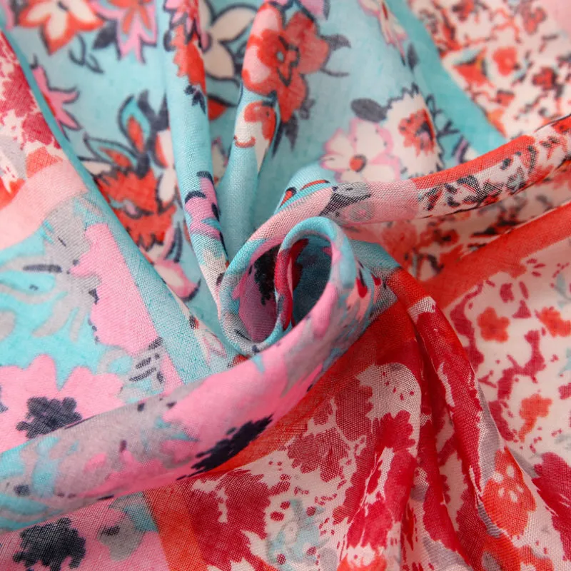 Colorful Floral Print Scarf