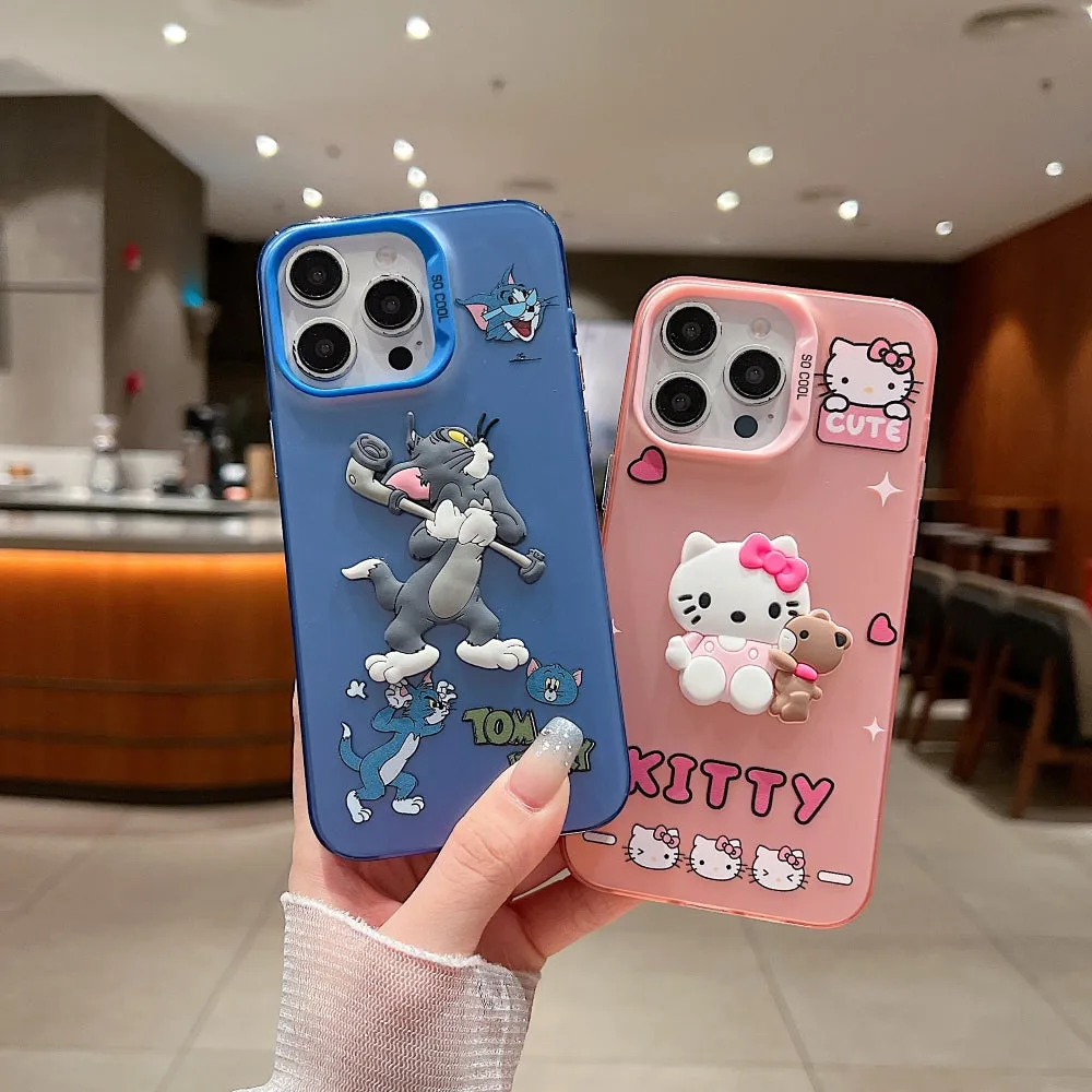 Colorful Printed and 3D Embossed Cartoon Phone Case - Mi 13C (4G)