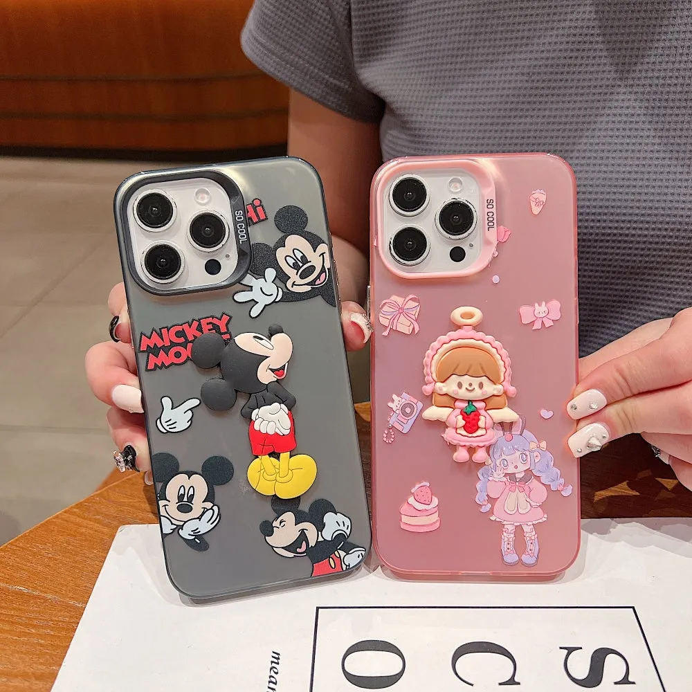 Colorful Printed and 3D Embossed Cartoon Phone Case - Mi 13C (4G)