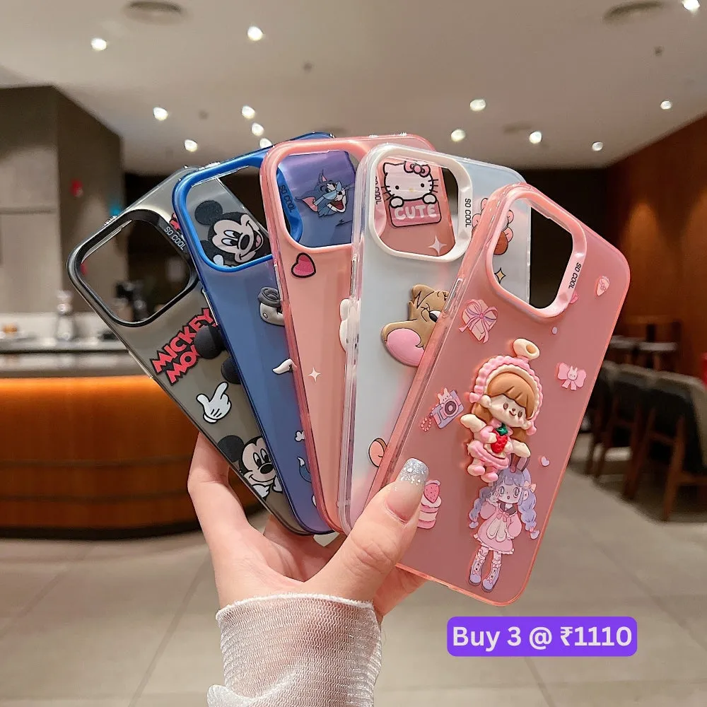 Colorful Printed and 3D Embossed Cartoon Phone Case - Oppo F9 Pro