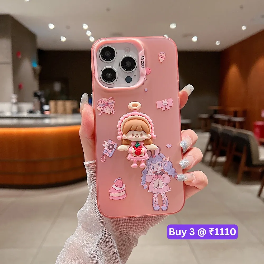 Colorful Printed and 3D Embossed Cartoon Phone Case - Oppo F9 Pro