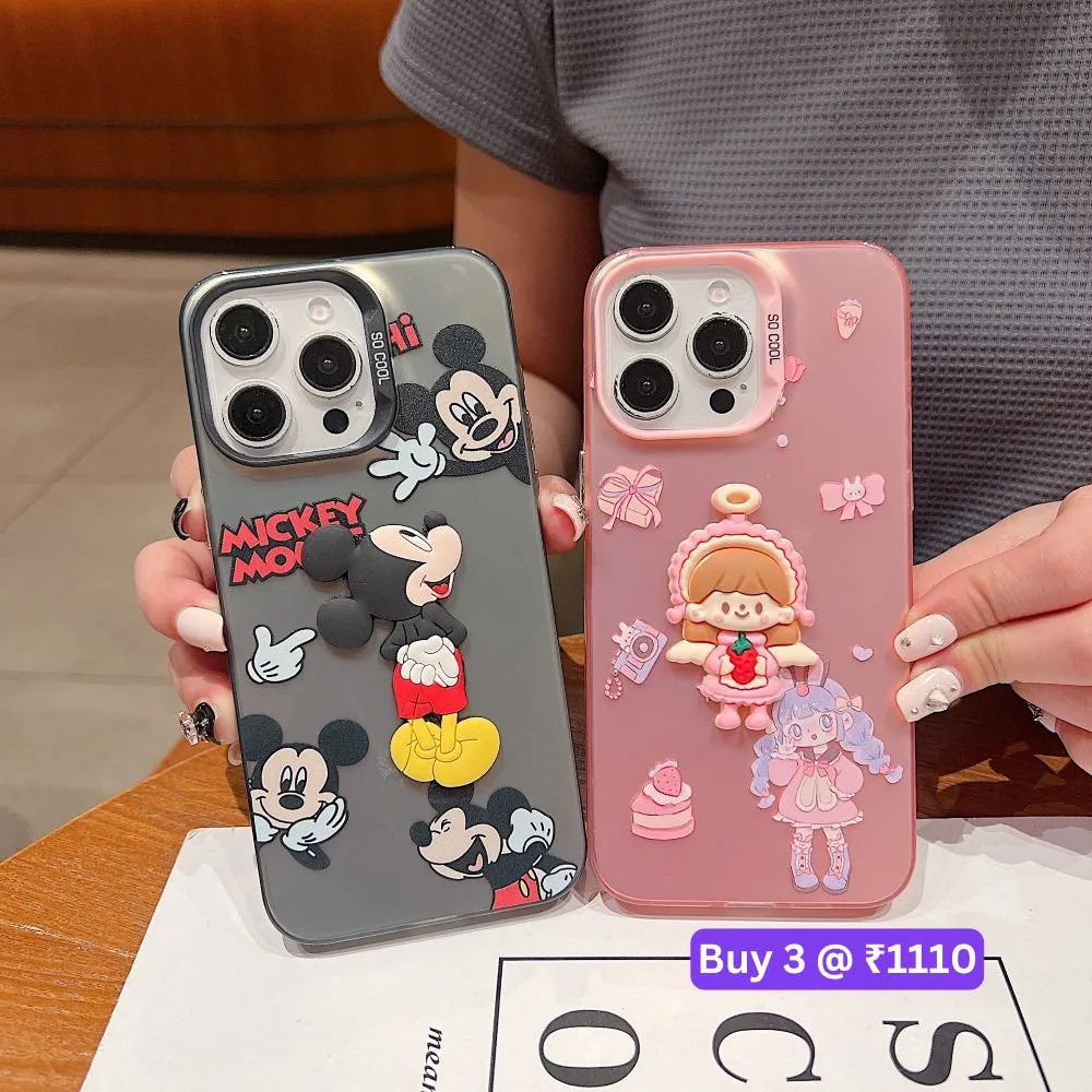 Colorful Printed and 3D Embossed Cartoon Phone Case - Oppo F9 Pro