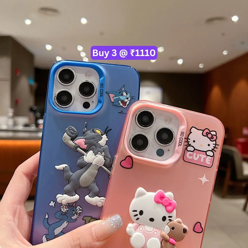 Colorful Printed and 3D Embossed Cartoon Phone Case - Oppo F9 Pro