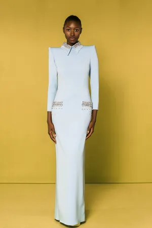 Column Dress with Crystal Embellishments