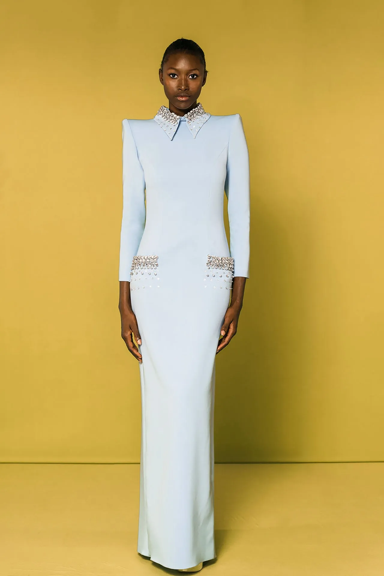 Column Dress with Crystal Embellishments