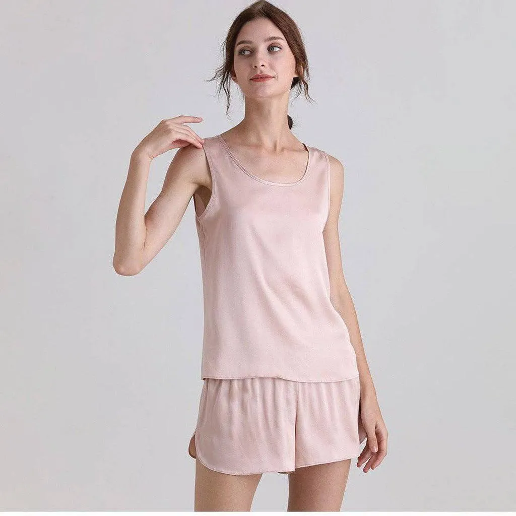 Comfortable Silk Tank & Shorts Set 100% Mulberry Silk Cami Set Silk Sleepwear
