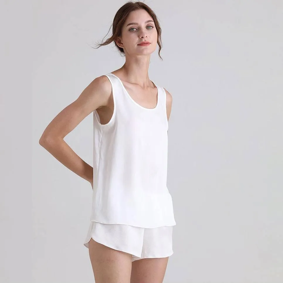Comfortable Silk Tank & Shorts Set 100% Mulberry Silk Cami Set Silk Sleepwear