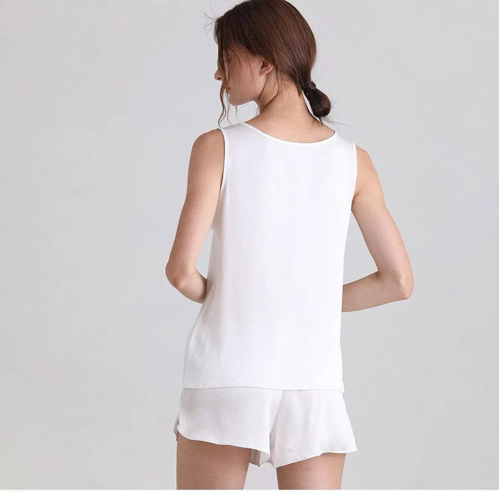 Comfortable Silk Tank & Shorts Set 100% Mulberry Silk Cami Set Silk Sleepwear