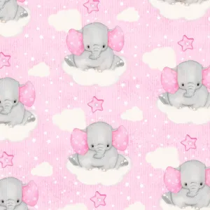 Comfy Flannel Pink Elephant Fabric N0956-22 BTY