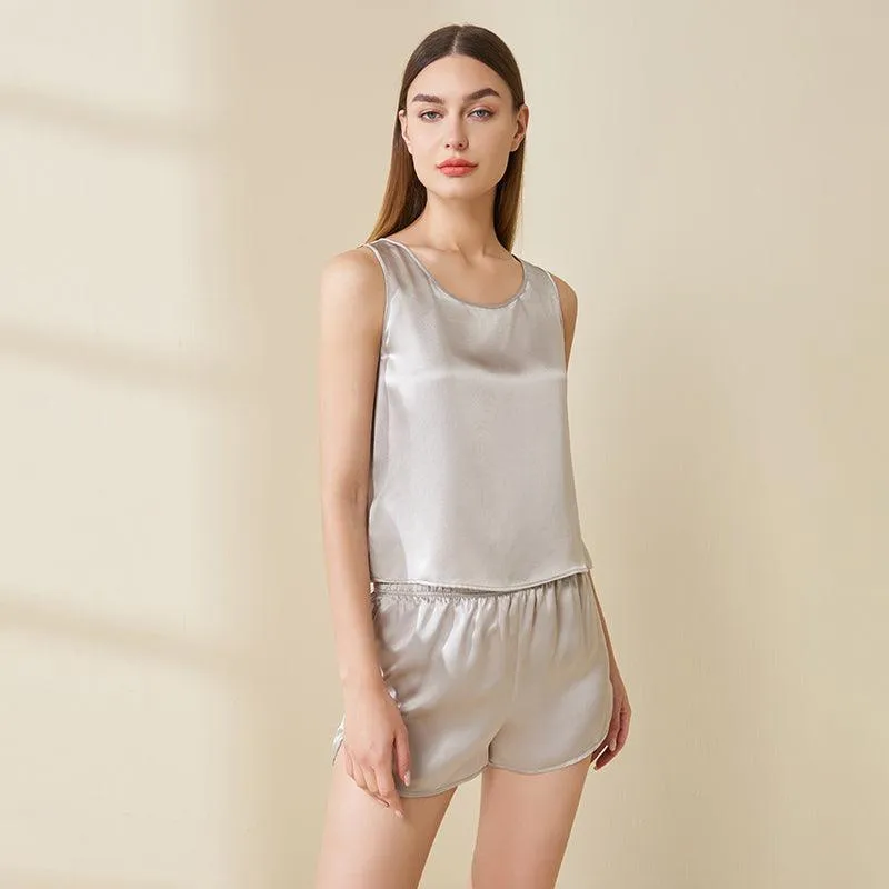 Cool Summer Silk Camisole Set 100% Mulberry Silk Tank And Shorts Set Silk Sleepwear