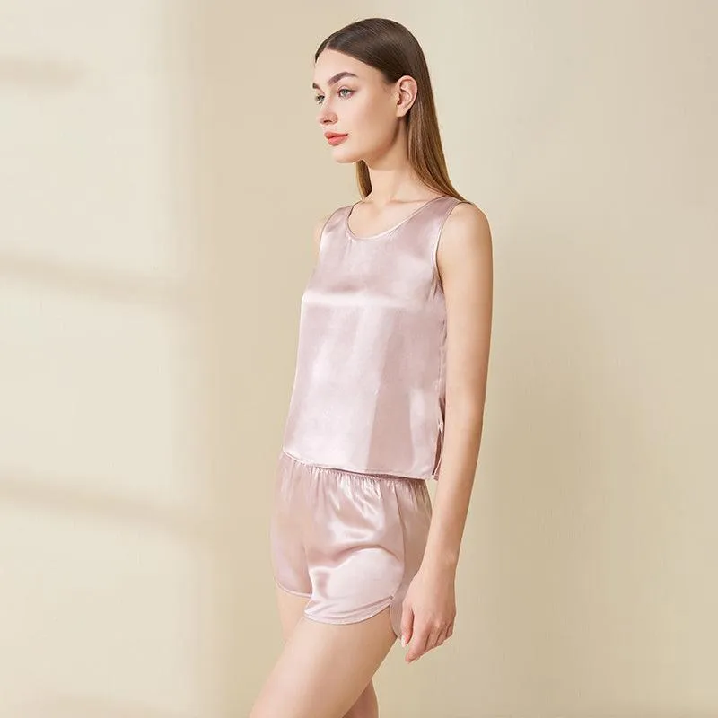 Cool Summer Silk Camisole Set 100% Mulberry Silk Tank And Shorts Set Silk Sleepwear