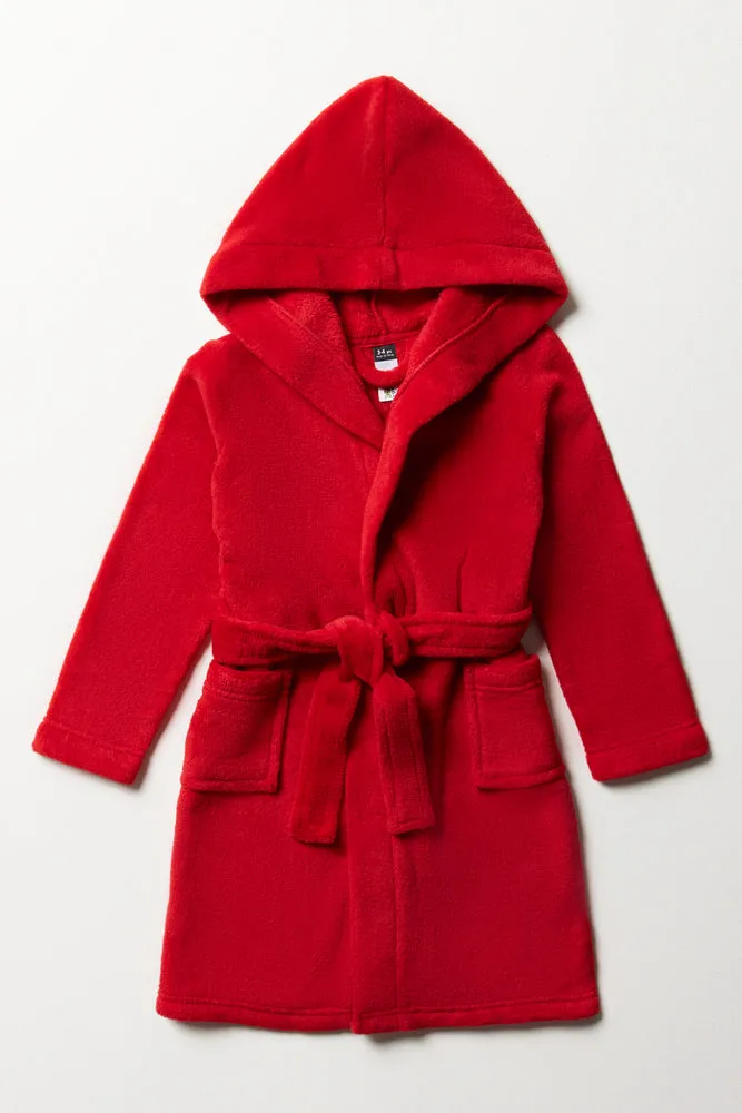 Coral Fleece Gown Red