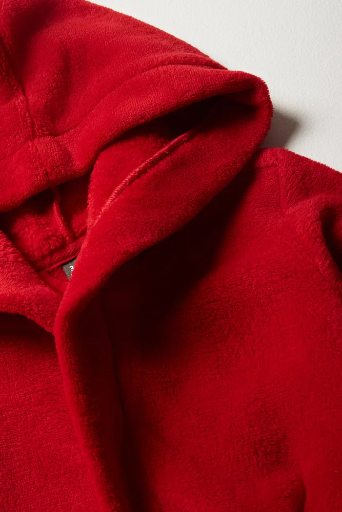 Coral Fleece Gown Red