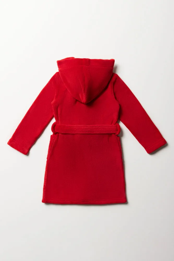 Coral Fleece Gown Red