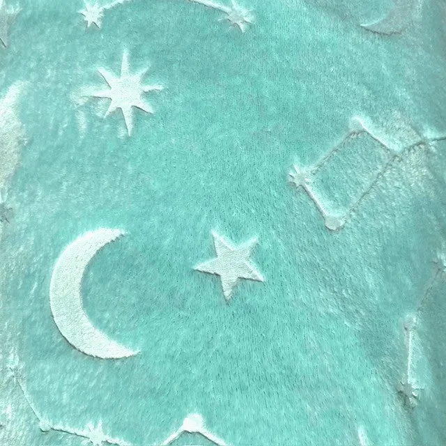 Coral Fleece Plain with Embossed Design Fabric, Seafoam- Width 155cm