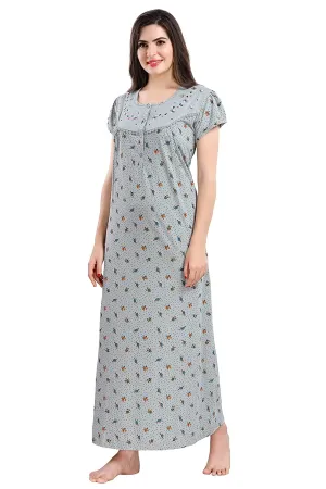 Cotton Blend Designer Nighty | Cloud Grey