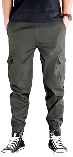 Cotton Cargo Pants Men Workout Cotton Gym Big and Tall Construction Stretch Joggers Trousers