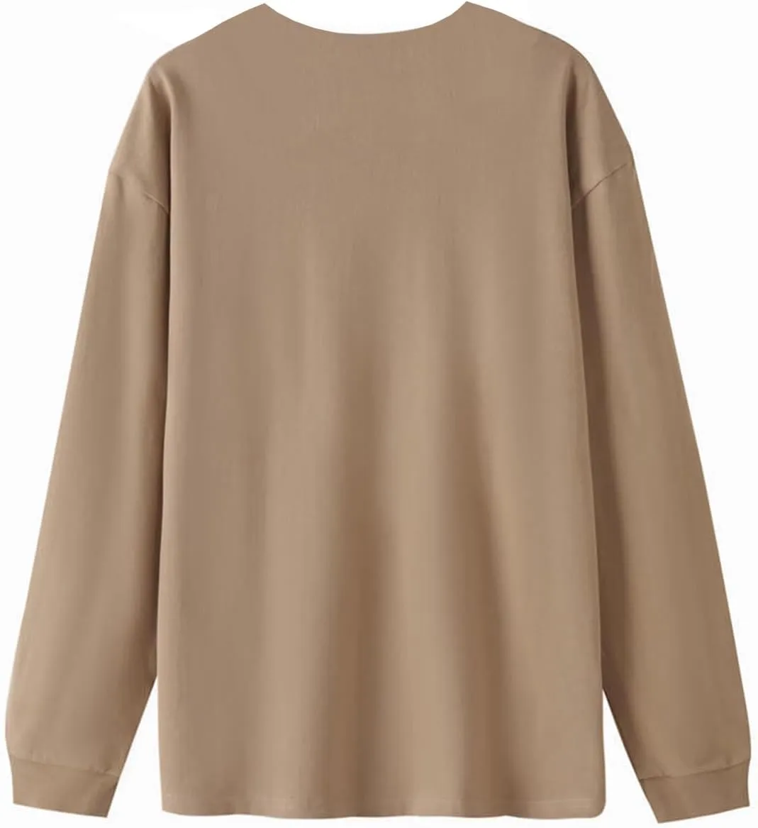 Cotton Long Sleeve T-Shirt, Oversize Cotton Shirt Casual Loose Tee for Man/Woman