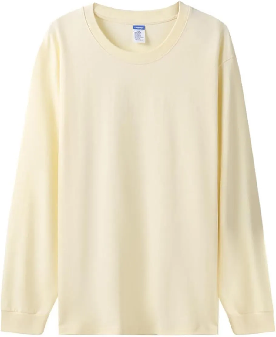 Cotton Long Sleeve T-Shirt, Oversize Cotton Shirt Casual Loose Tee for Man/Woman
