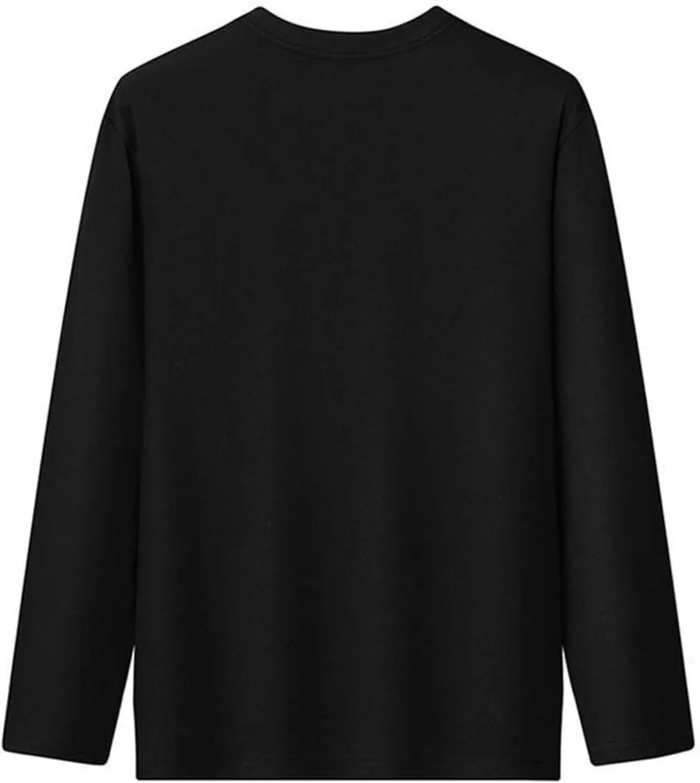 Cotton Long Sleeve T-Shirt, Oversize Cotton Shirt Casual Loose Tee for Man/Woman