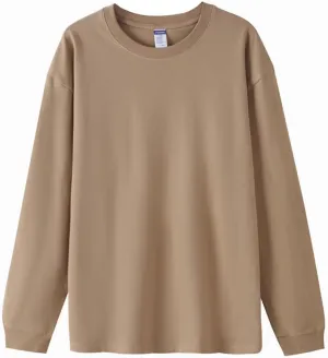 Cotton Long Sleeve T-Shirt, Oversize Cotton Shirt Casual Loose Tee for Man/Woman