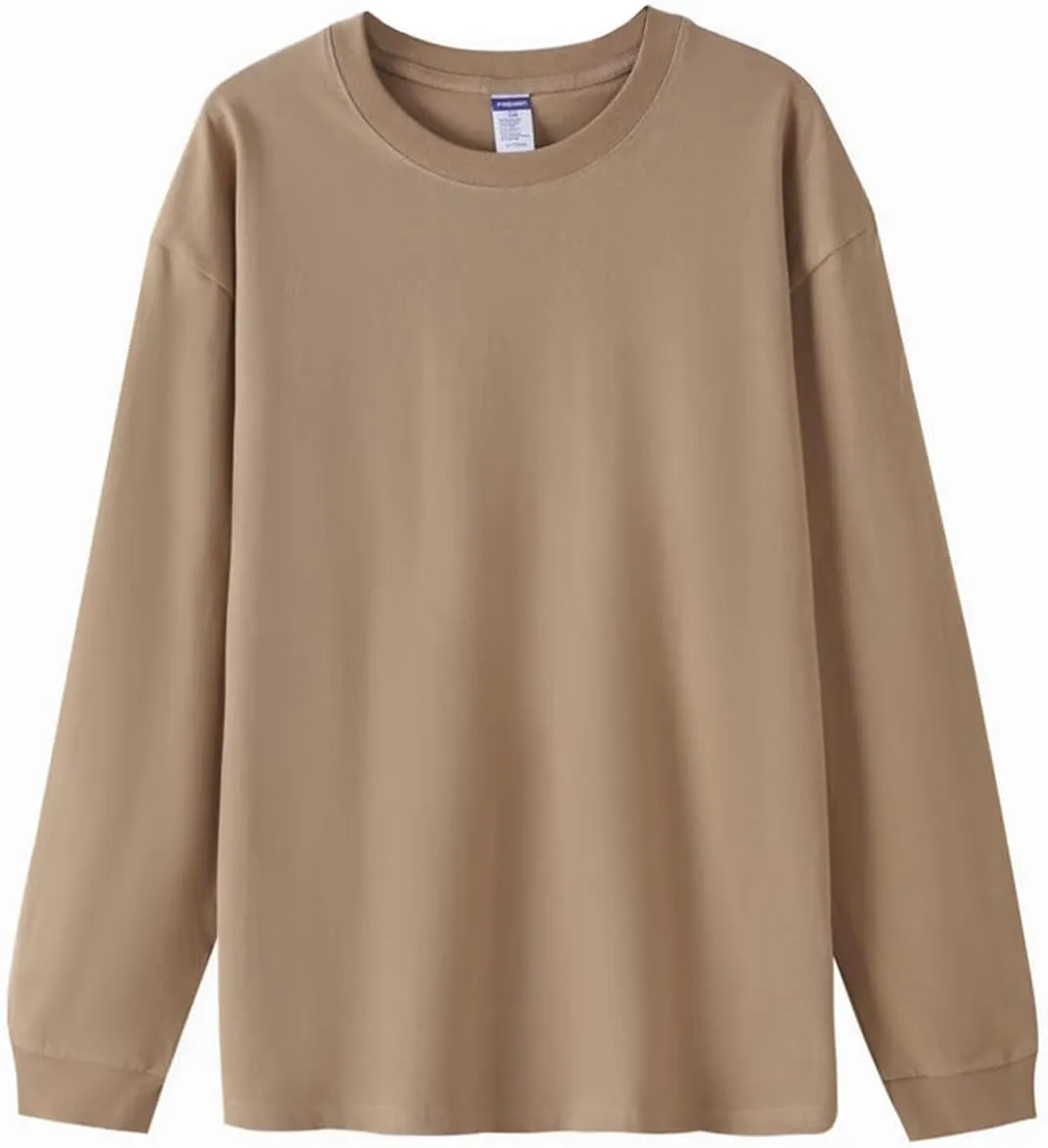 Cotton Long Sleeve T-Shirt, Oversize Cotton Shirt Casual Loose Tee for Man/Woman